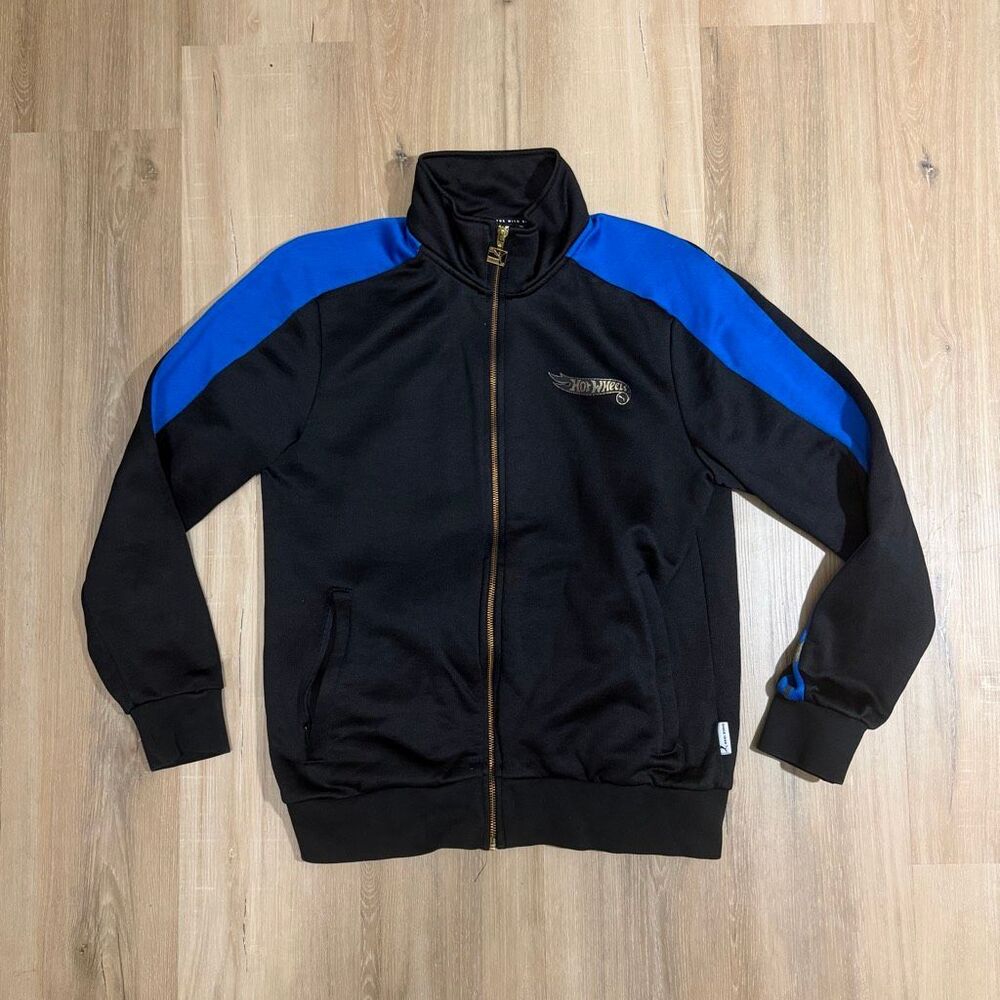 PUMA Hot Wheels T7 Track Jacket Black Blue Sz S Y2K Retro Streetwear Motorsport